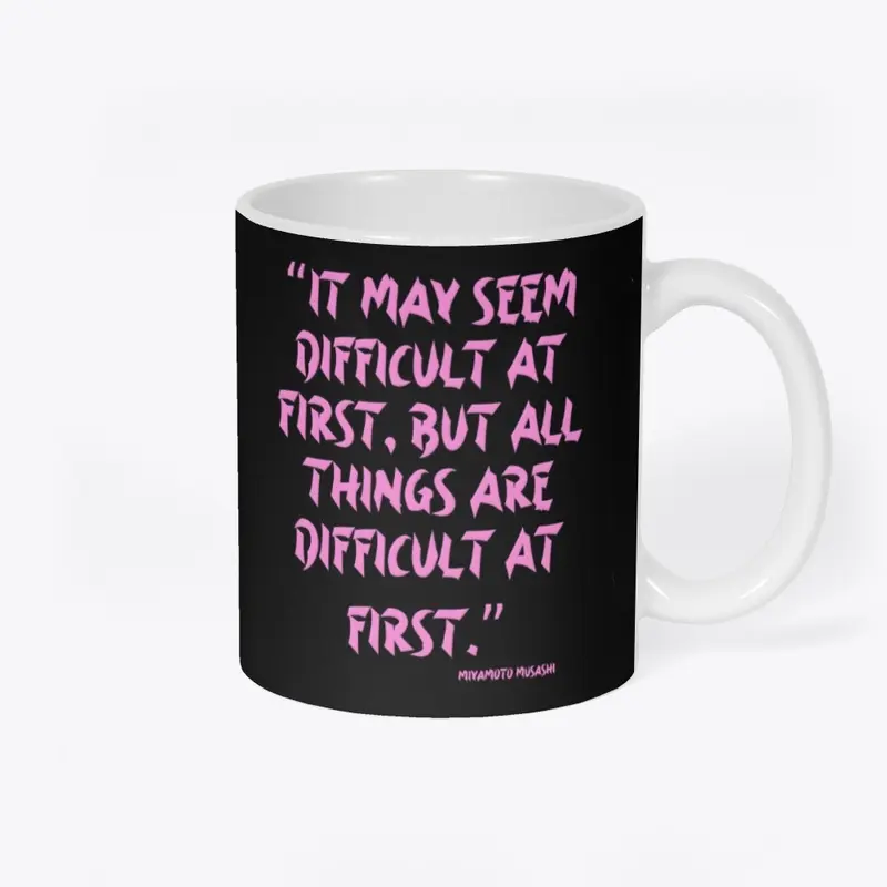 Musashi Mug, pink text